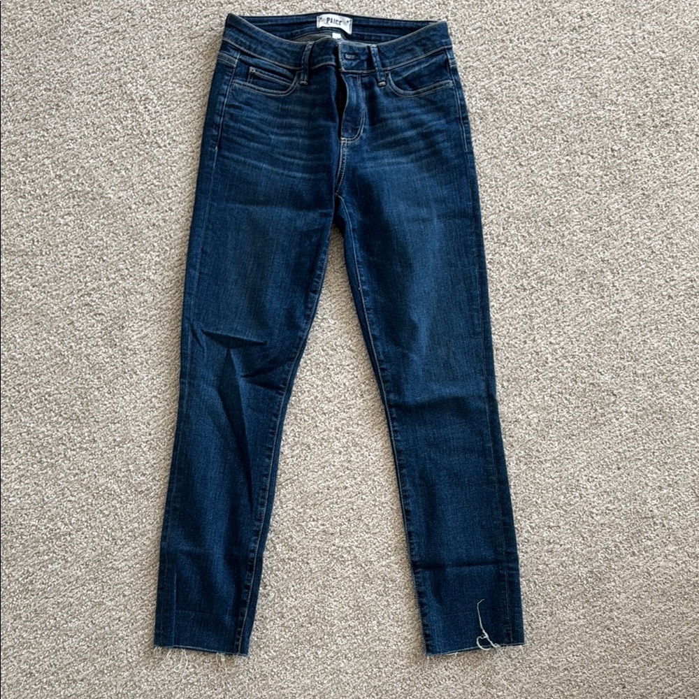 PAIGE Blue Skinny Jeans with Raw Hem